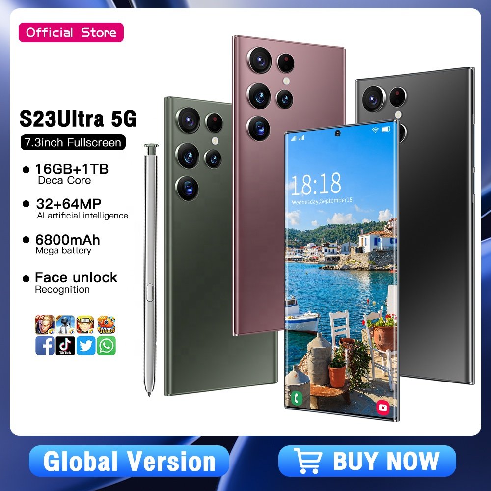 High Quality Wholesale S23 Ultra 6.8 HD Screen phones Unlocked Original Hand Cell Phones for Original S23 Ultra 12G 1TB